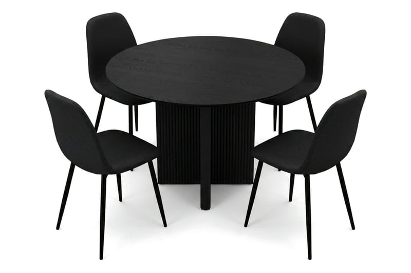 Edda Matgrupp runt 110 cm Svart med 4 Nibe Matstolar - Svart - Products - Möbler - Bord & matgrupp - Matgrupp