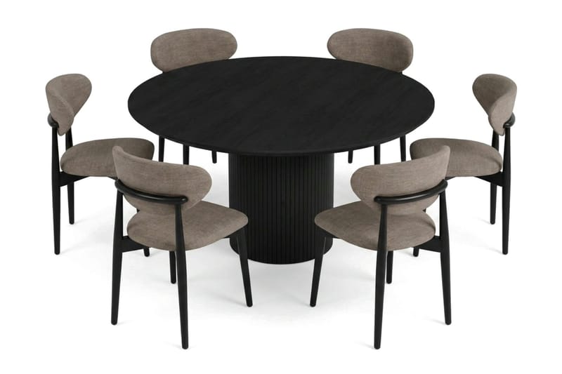 Kopparbo Matgrupp runt 150 cm Svart med 6 Molly Matstolar - Svart - Products - Möbler - Bord & matgrupp - Matgrupp