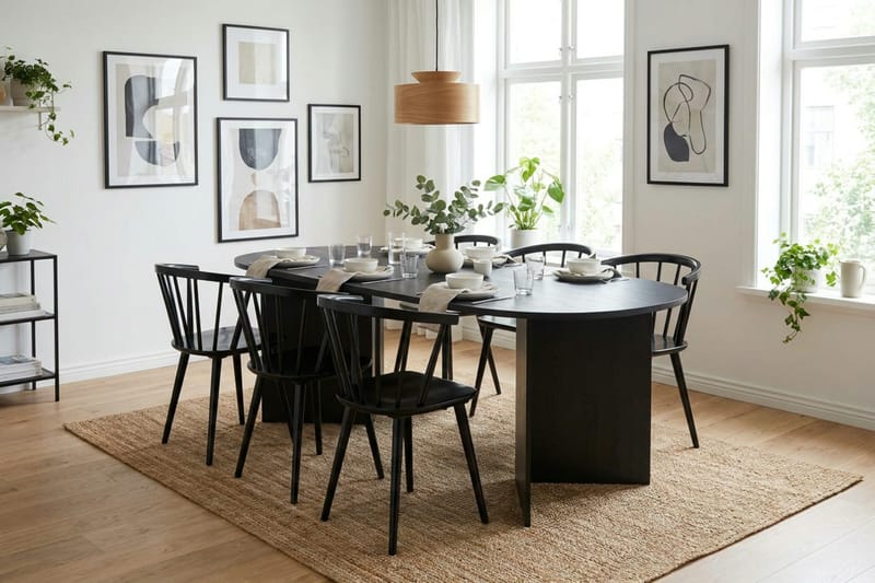 Vera Matgrupp rektangulärt 180 cm Svart med 6 Tyrö Matstolar - Svart - Products - Möbler - Bord & matgrupp - Matgrupp