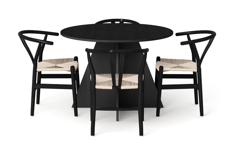 Vera Matgrupp runt 110 cm Svart med 4 Dastoori Matstolar - Svart - Products - Möbler - Bord & matgrupp - Matgrupp