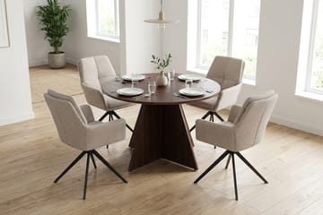 Vera Matgrupp runt 110 cm Valnöt med 4 Torsby Matstolar - Valnöt - Products - Möbler - Bord & matgrupp - Matgrupp