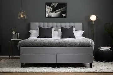 Lucky Komplett Sängpaket 160x200 Polyeter Diamant Sänggavel - Gr å - Products - Möbler - Säng - Kontinentalsäng