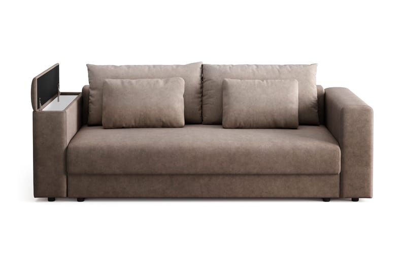 Bergen Extra djup 3-sits Bäddsoffa med Bäddmadrass i Latex och Tvättbar klädsel - Brun - Products - Möbler - Soffa - Bäddsoffa - 3 sits bäddsoffa