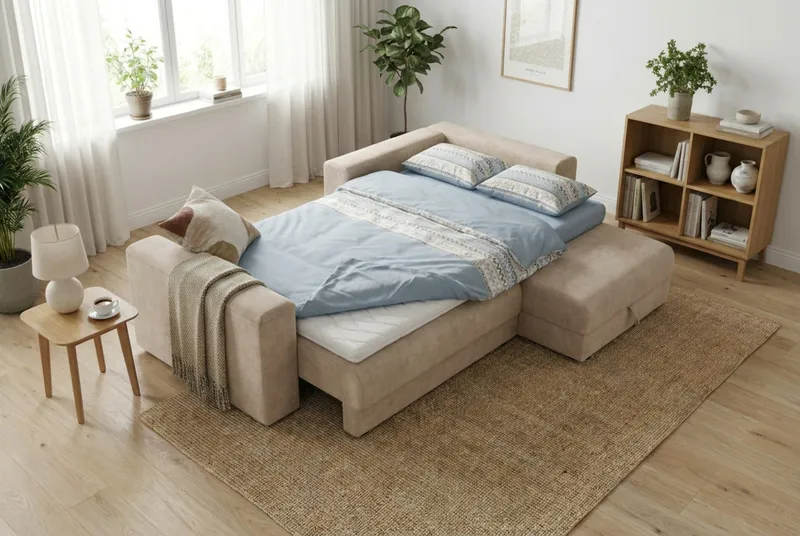 Bergen Extra djup 3-sits Bäddsoffa med Divan och Bäddmadrass i Latex och Tvättbar klädsel - Beige - Products - Möbler - Soffa - Bäddsoffa - Bäddsoffa divan