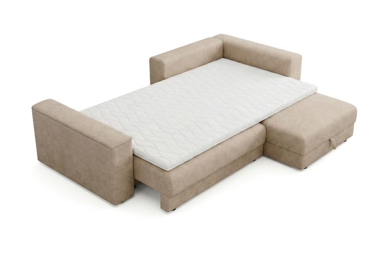 Bergen Extra djup 3-sits Bäddsoffa med Divan och Bäddmadrass i Latex och Tvättbar klädsel - Beige - Products - Möbler - Soffa - Bäddsoffa - Bäddsoffa divan