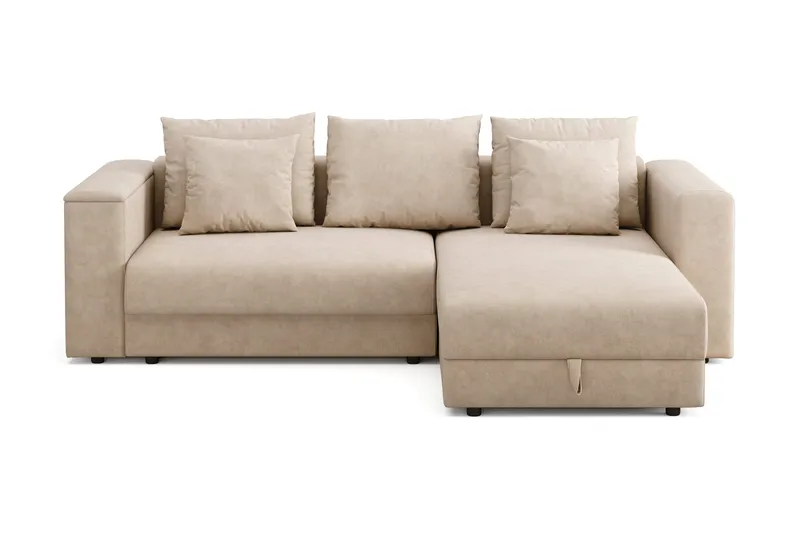 Bergen Extra djup 3-sits Bäddsoffa med Divan och Bäddmadrass i Latex och Tvättbar klädsel, Beige