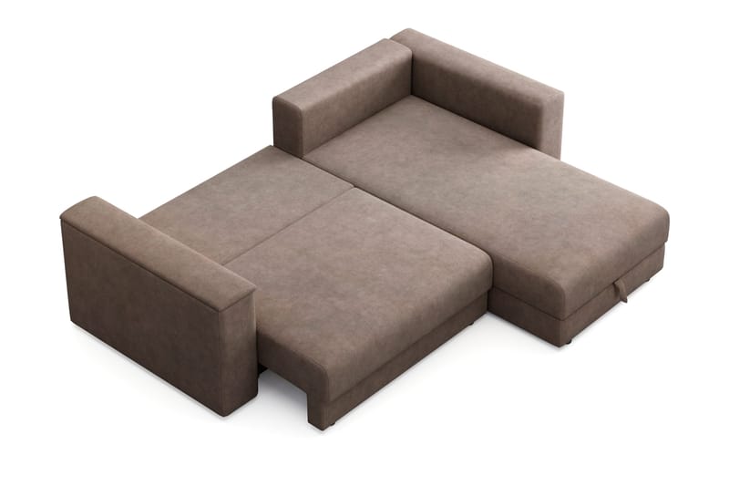 Bergen Extra djup 3-sits Bäddsoffa med Divan och Bäddmadrass i Polyesterskum och Tvättbar klädsel - Brun - Products - Möbler - Soffa - Bäddsoffa - Bäddsoffa divan