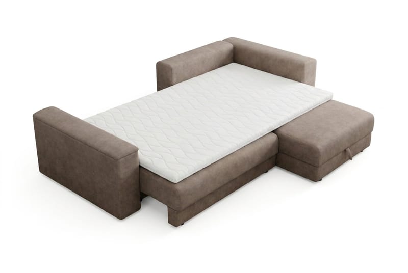 Bergen Extra djup 3-sits Bäddsoffa med Divan och Bäddmadrass i Polyesterskum och Tvättbar klädsel - Brun - Products - Möbler - Soffa - Bäddsoffa - Bäddsoffa divan