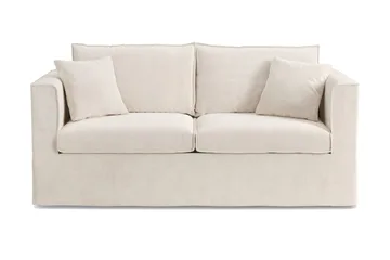 Travstad 3-sits Bäddsoffa med HVILA Bäddmadrass 140x200 cm Polyesterskum Vändbar Sommar & Vintersida och Tvättbar klädsel, Beige/Vit