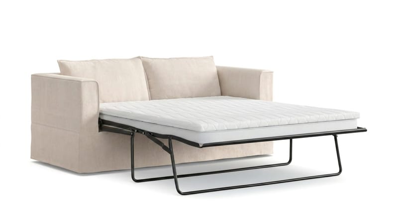 Travstad 3-sits Bäddsoffa med HVILA Bäddmadrass 140x200 cm Polyesterskum V ändbar Sommar & Vintersida och Tvättbar klädsel - Beige/Vit - Products - Möbler - Soffa - Bäddsoffa - 3 sits bäddsoffa