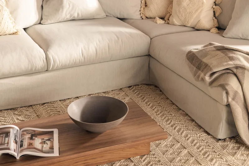 Menard 4-sits Högervänd L-formad Djup Schäslongsoffa i Tyg - Ljusgrå - Products - Möbler - Soffa - Divansoffa & schäslongsoffa - 4 sits soffa med divan