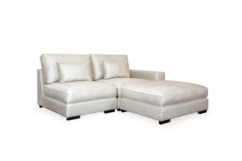 Dubai Divansoffa Höger Sammet Extra Djup - Vit - Products - Möbler - Soffa - Modulsoffa - Komplett modulsoffa