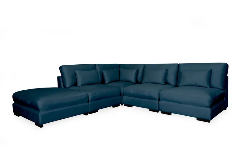 Dubai Schäslongsoffa Höger Sammet Extra Djup - Blå - Products - Möbler - Soffa - Modulsoffa - Komplett modulsoffa
