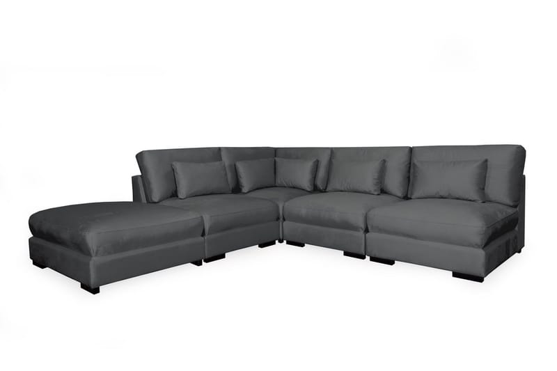 Dubai Schäslongsoffa Höger Sammet Extra Djup - Mörkgrå - Products - Möbler - Soffa - Modulsoffa - Komplett modulsoffa
