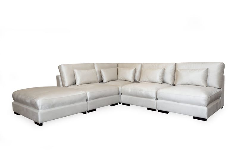 Dubai Schäslongsoffa Höger Sammet Extra Djup - Vit - Products - Möbler - Soffa - Modulsoffa - Komplett modulsoffa