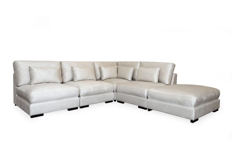 Dubai Schäslongsoffa Vänster Sammet - Vit - Products - Möbler - Soffa - Modulsoffa - Komplett modulsoffa