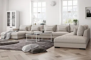 Dubai U-modulsoffa Large med Divan Vänster Extra Djup - Beige - Products - Möbler - Soffa - Modulsoffa - Komplett modulsoffa