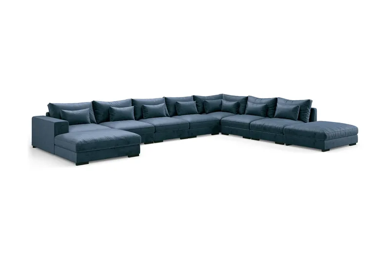 Dubai U-modulsoffa Large med Divan Vänster Sammet Extra Djup - Blå - Products - Möbler - Soffa - Modulsoffa - Komplett modulsoffa