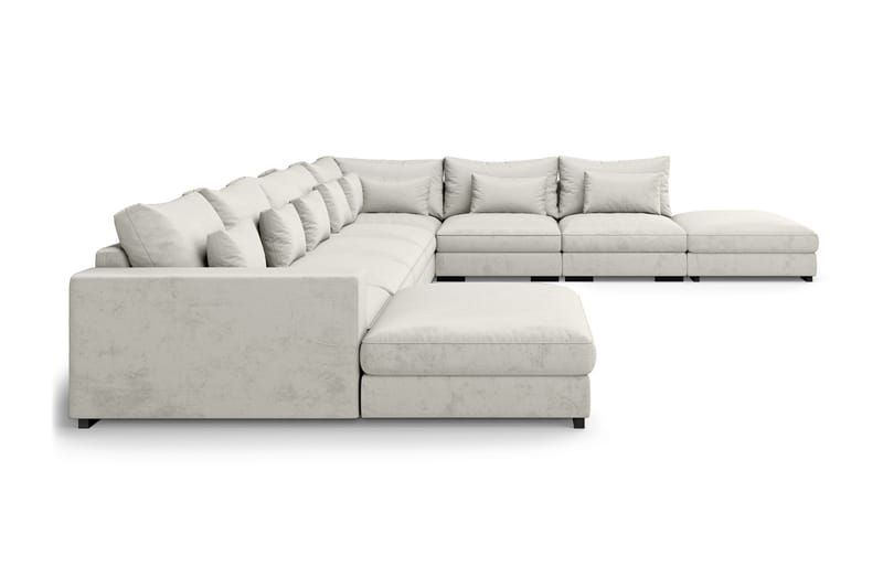 Dubai U-modulsoffa Large med Divan Vänster Sammet Extra Djup - Vit - Products - Möbler - Soffa - Modulsoffa - Komplett modulsoffa
