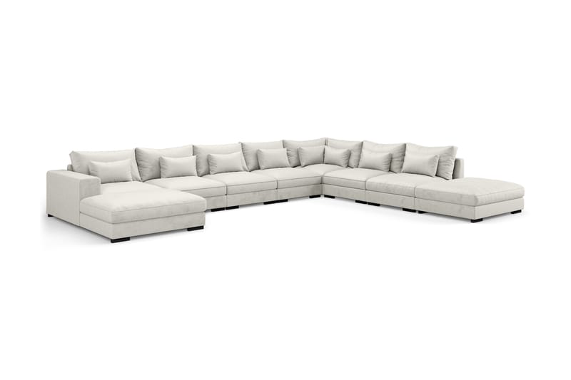 Dubai U-modulsoffa Large med Divan Vänster Sammet Extra Djup - Vit - Products - Möbler - Soffa - Modulsoffa - Komplett modulsoffa