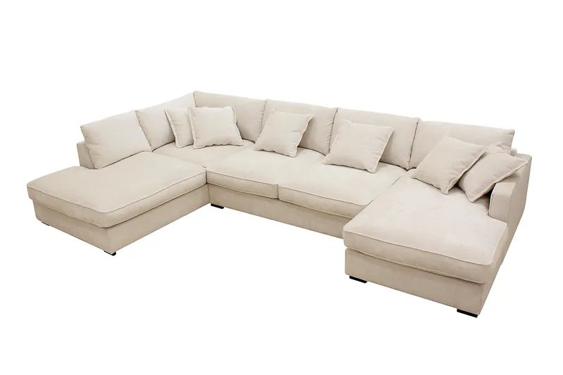 Rossita Lyx 5-sits Vänstervänd U-formad Extra djup Soffa med Divan och Schäslong i Chenille - Beige - Products - Möbler - Soffa - U-soffa