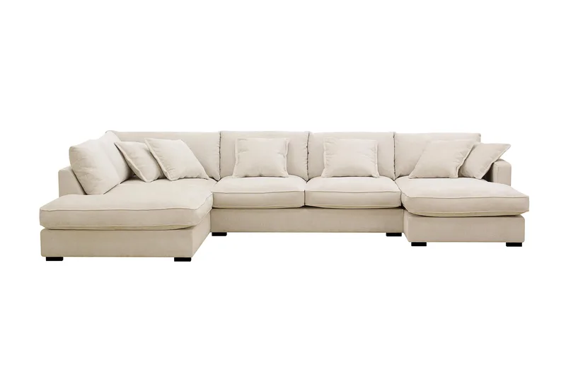 Rossita Lyx 5-sits Vänstervänd U-formad Extra djup Soffa med Divan och Schäslong i Chenille, Beige