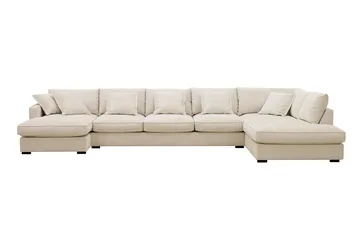 Rossita Lyx 6-sits Högervänd U-formad Extra djup Soffa med Divan och Schäslong i Chenille, Beige