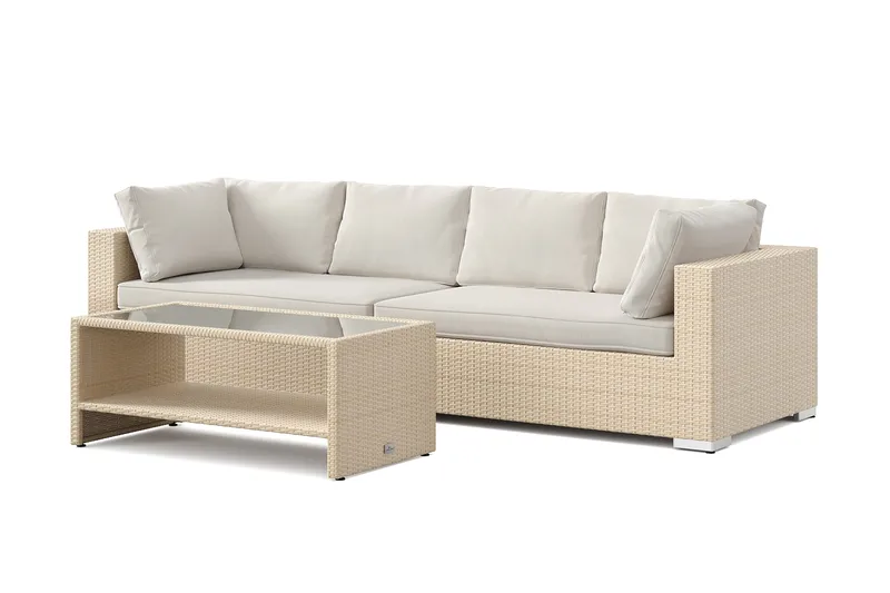Bahamas utesoffa 4-sits med bord och hylla - Beige - Products - Utemöbler & utemiljö - Loungemöbler - Loungeset & loungegrupp