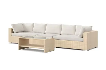 Bahamas utesoffa 5-sits med bord och hylla - Beige - Products - Utemöbler & utemiljö - Loungemöbler - Loungeset & loungegrupp