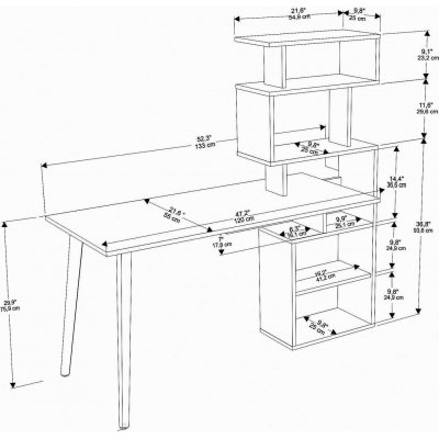 Verna Skrivebord 133 X 55 Cm Hvit 3095 NOK Skrivebord Med Hyller