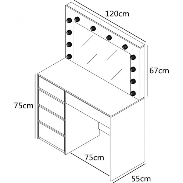 Facada sminkbord med spegel och belysning