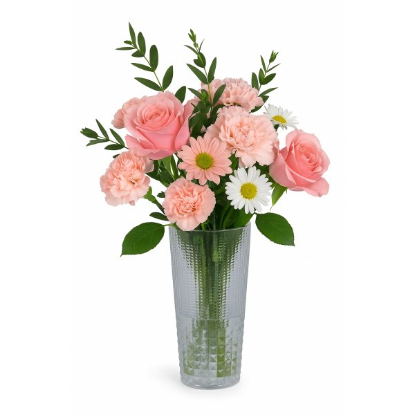 Blomvas i glas h�jd 30 cm