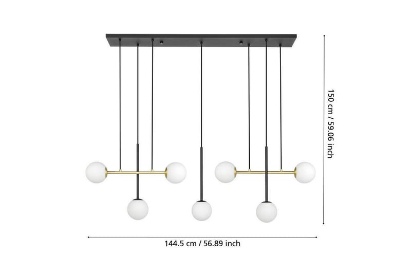 Takpendel Eglo Paz Opalvit/Svart Mässing med 7 Lampor - Products - Belysning - Lampor & belysning inomhus - Taklampa & takbelysning - Pendellampa & hänglampa