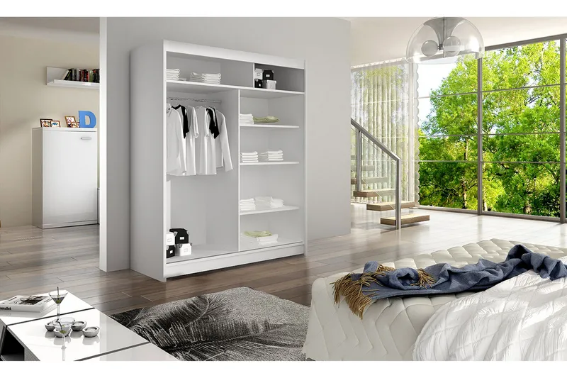 Camino Garderob 150x58x200 cm LED-belysning - Svart/Svart - Products - Förvaring - Garderober & garderobssystem