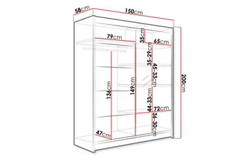 Camino Garderob 58x150 cm LED-belysning - Svart - Products - Förvaring - Garderober & garderobssystem