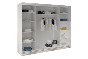 Cyria Garderob med rymlig Förvaring och Skjutdörrar med Spegel 200x215 cm - Svart/Vit - Products - Förvaring - Garderober & garderobssystem