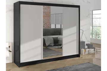 Cyria Garderob med Spegel 200x215 cm - Vit/Svart - Products - Förvaring - Garderober & garderobssystem