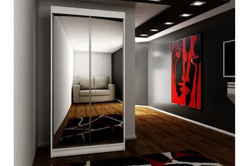 Dunkra Garderob m. Spegel 100x200 cm - Vit/Grå - Products - Förvaring - Garderober & garderobssystem