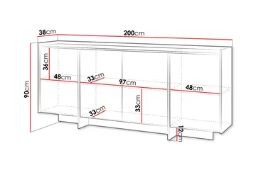 Bellia Skänk 200x38 cm - Brun - Products - Förvaring - Förvaringsmöbler - Sideboard & skänk