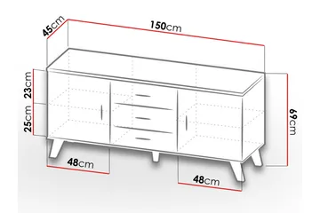 Kardos Byrå 45x150 cm - Natur/Svart - Products - Förvaring - Förvaringsmöbler - Byrå - Hallbyrå