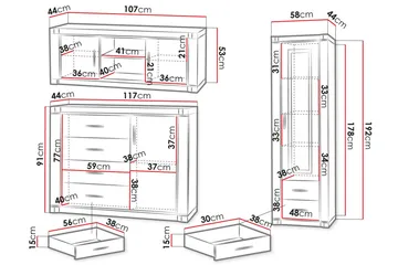 Dallas Vardagsrumsset LED-belysning - Ek - Products - Förvaring - Förvaringsmöbler - Möbelset för vardagsrum