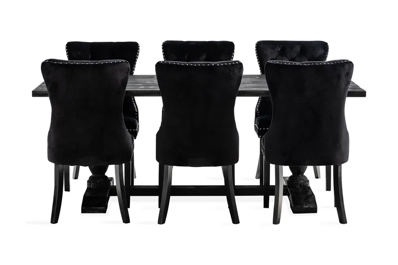 Dijon Matgrupp 200 cm inkl 6 Bergviken Stolar Sammet - Brun / Svart / Sammet - Products - Förvaring - Förvaringsmöbler - Sideboard & skänk