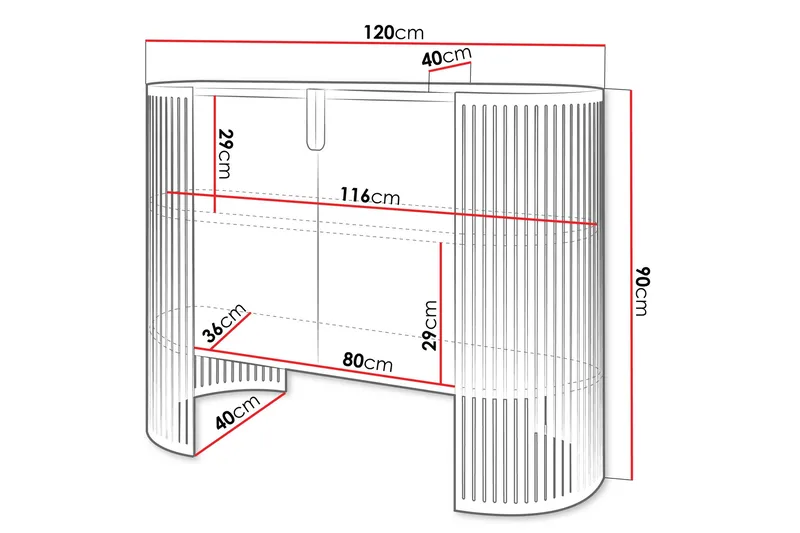 Friend Skänk 120x40 cm - Rosa/Vit - Products - Förvaring - Förvaringsmöbler - Sideboard & skänk