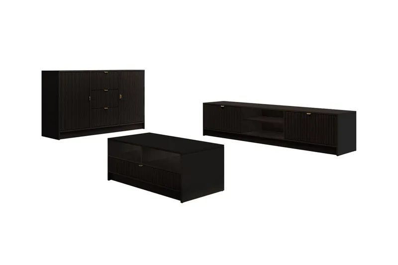 Kintore Möbelset För Vardagsrum, Svart