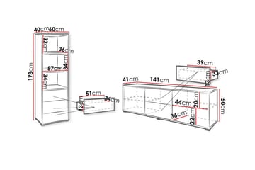 Kintore Möbelset För Vardagsrum White - Products - Förvaring - Förvaringsmöbler - Möbelset för vardagsrum