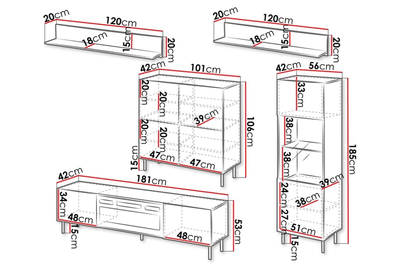 Lionel Möbelset För Vardagsrum - Kashmir - Products - Förvaring - Förvaringsmöbler - Möbelset för vardagsrum