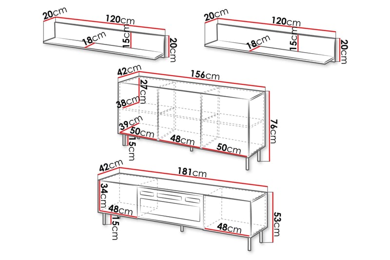 Lionel Möbelset För Vardagsrum - Kashmir - Products - Förvaring - Förvaringsmöbler - Möbelset för vardagsrum