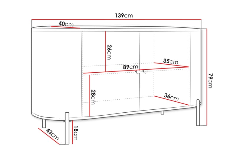 Maggio Skänk 139x43 cm - Beige - Products - Förvaring - Förvaringsmöbler - Sideboard & skänk