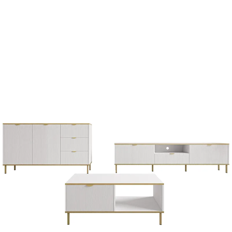 Salmor Möbelset För Vardagsrum, Vit