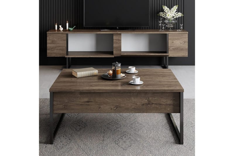 Vardagsrum Möbelset Masafumie Set Valnöt / Svart - Valnöt / Svart - Products - Förvaring - Förvaringsmöbler - Möbelset för vardagsrum